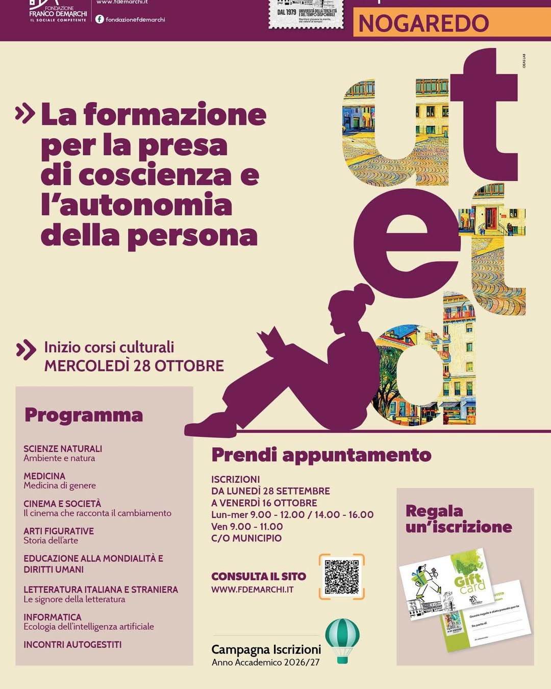 Locandina di Università della Terza Età del Tempo Disponibile - Inizio corsi culturali